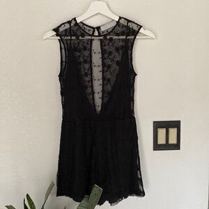 Faith & Asher Sheer V- Neck Romper
